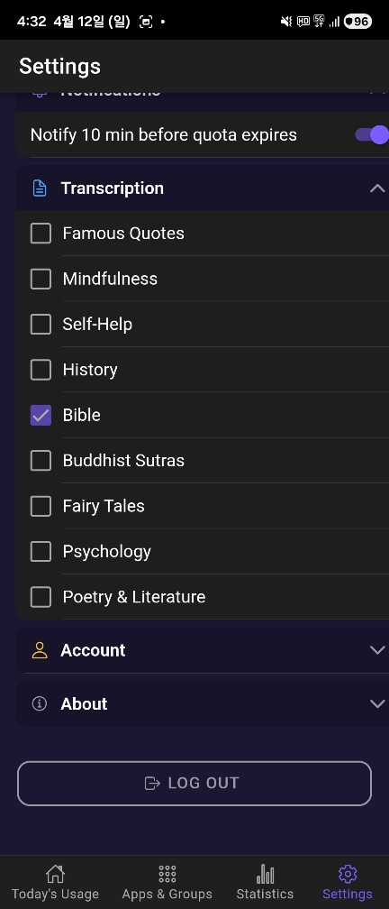 Transcription Categories